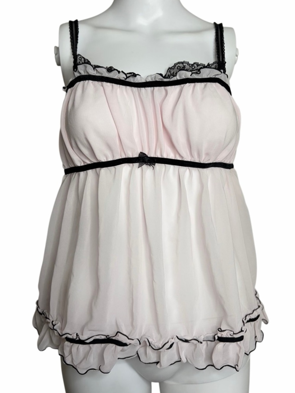 Felina Lingerie Women’s Pink Lace-Trim Babydoll Chemise Size Large